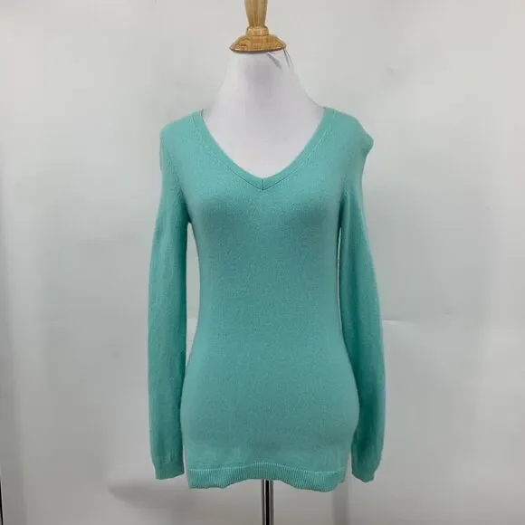 Talbots Sweater Womens XS Extra Small Candy Green Pure Cashmere V Neck Pullover - Picture 2 of 10